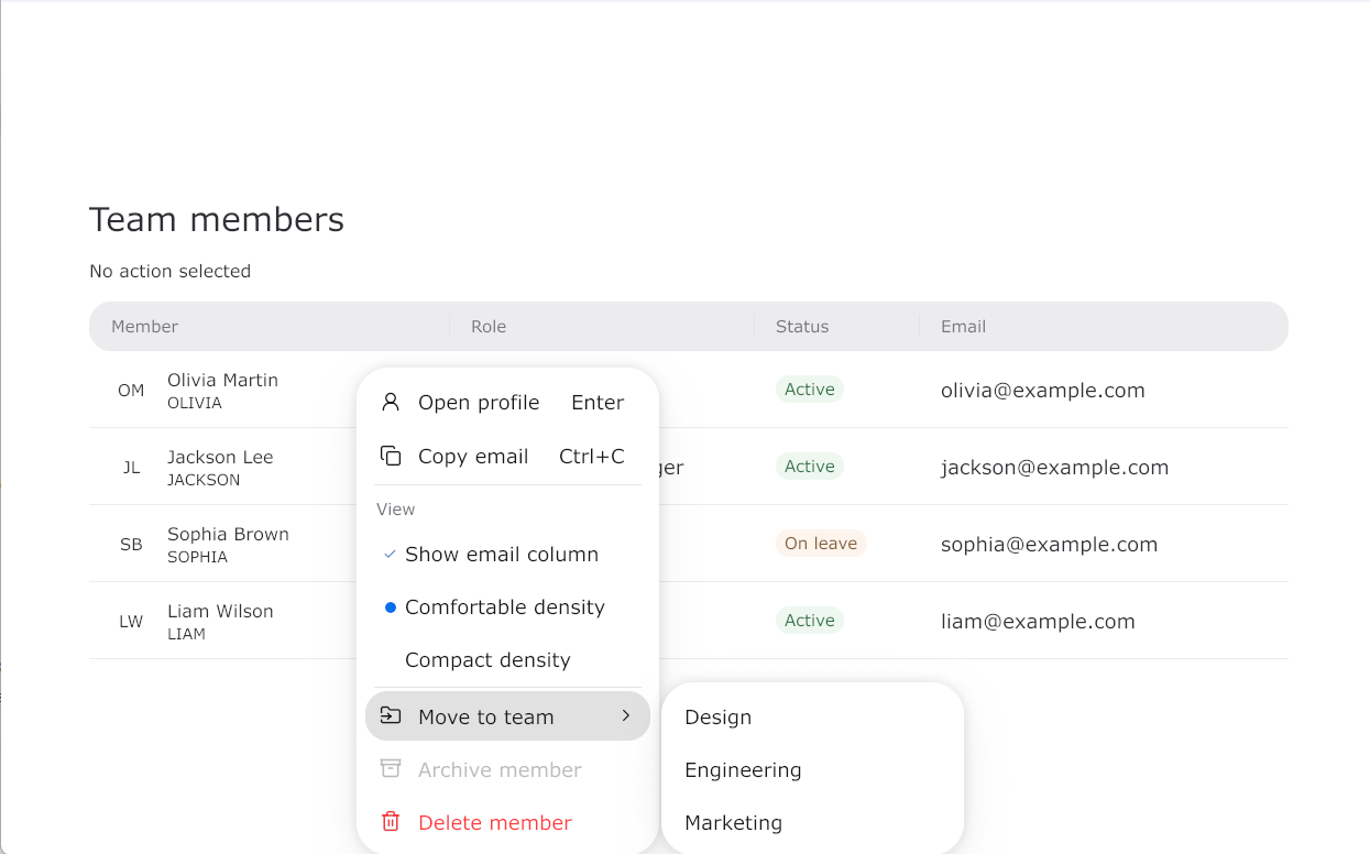 Context menus